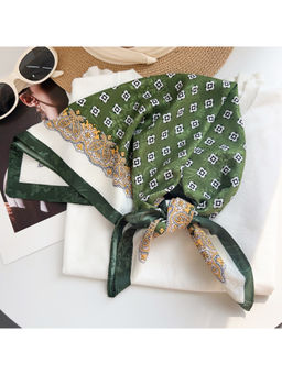 CrossKulture - Women Green Printed Brocade Square Scarf