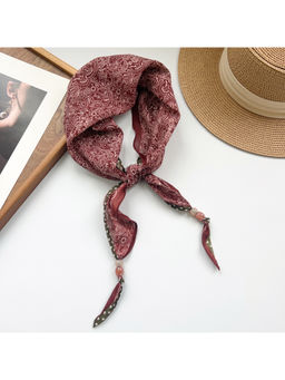 CrossKulture - Women Maroon Paisley Cotton Diamond Scarf
