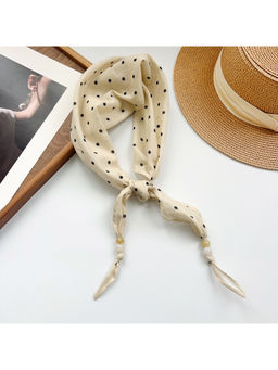 CrossKulture - Women Cream Polka Dots Cotton Diamond Scarf