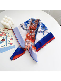 CrossKulture - Women White Floral Curved Edge Satin Scarf