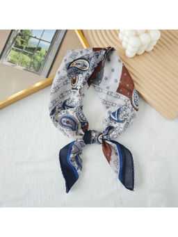 CrossKulture - Women White Paisley Curved Edge Satin Scarf