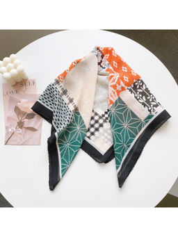 CrossKulture - Women Multi-Color Printed Curved Edge Satin Scarf