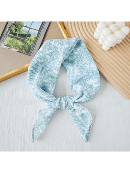 CrossKulture - Women White Floral Curved Edge Satin Scarf