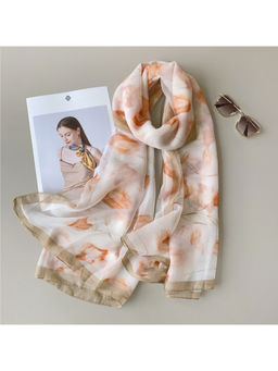 CrossKulture - Women White Floral Chiffon Scarf