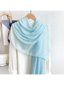 CrossKulture - Women Blue Solid/Plain Crinkle Scarf