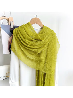CrossKulture - Women Olive Solid/Plain Crinkle Scarf