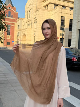 CrossKulture - Women Brown Solid/Plain Crinkle Scarf