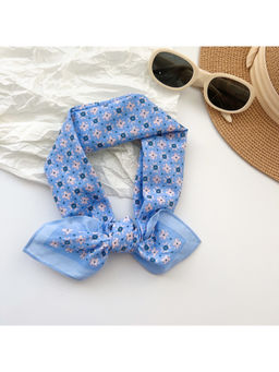 CrossKulture - Women Blue Printed Cotton Square Scarf