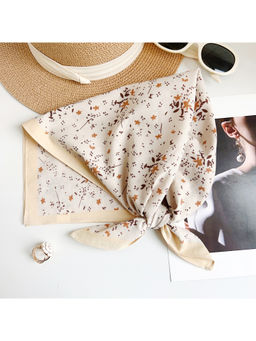 CrossKulture - Women Beige Printed Cotton Square Scarf