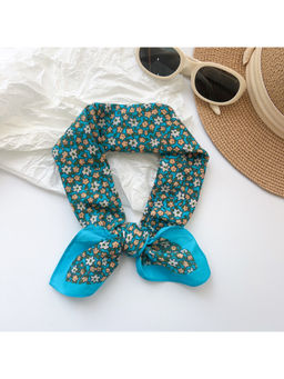 CrossKulture - Women Blue Floral Cotton Square Scarf