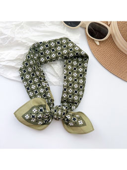 CrossKulture - Women Green Printed Cotton Square Scarf
