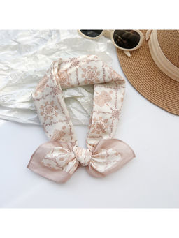 CrossKulture - Women White Floral Cotton Square Scarf