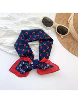 CrossKulture - Women Navy Blue Printed Cotton Square Scarf