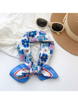 CrossKulture - Women White Floral Cotton Square Scarf