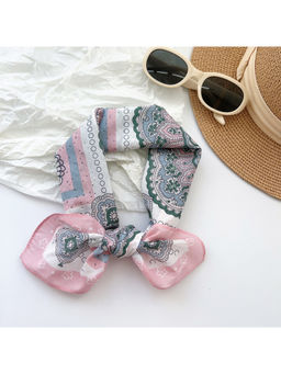 CrossKulture - Women White Printed Cotton Square Scarf