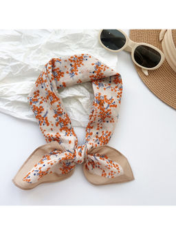 CrossKulture - Women Beige Floral Cotton Square Scarf