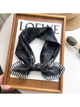 CrossKulture - Women Black Printed Gauze Square Scarf