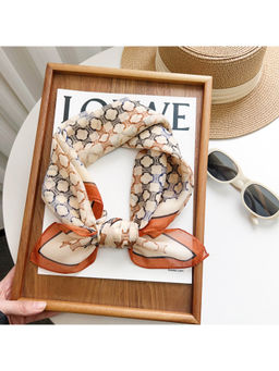 CrossKulture - Women Beige Printed Gauze Square Scarf