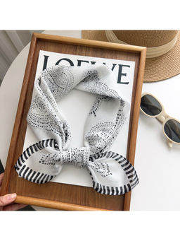 CrossKulture - Women White Printed Gauze Square Scarf
