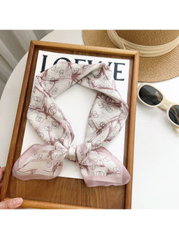 CrossKulture - Women White Printed Gauze Square Scarf