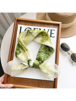 CrossKulture - Women Beige Floral Gauze Square Scarf