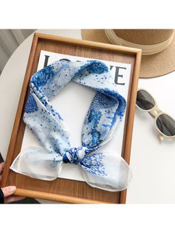 CrossKulture - Women White Floral Gauze Square Scarf