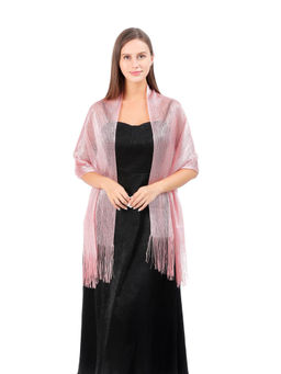 CrossKulture - Women Pink Self Design Satin Shimmer Stole
