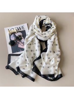CrossKulture - Women White Floral Satin Scarf