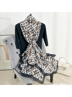 CrossKulture - Women White Printed Satin Scarf
