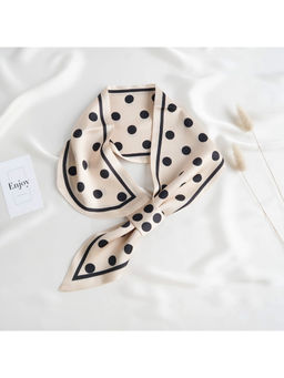 CrossKulture - Women Beige Polka Dots Satin Scarf