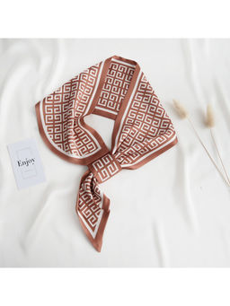 CrossKulture - Women Brown Geometric Satin Scarf