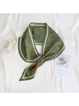 CrossKulture - Women Green Printed Satin Scarf