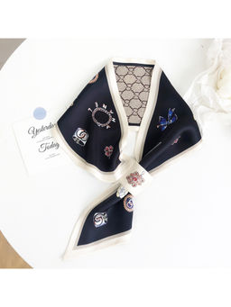 CrossKulture - Women Black Printed Satin Scarf