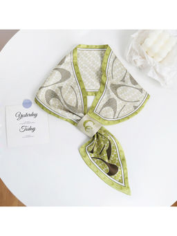 CrossKulture - Women Green Printed Satin Scarf