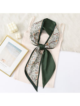 CrossKulture - Women White Floral Ribbon Scarf
