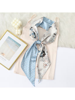 CrossKulture - Women White Floral Ribbon Scarf