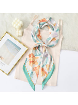 CrossKulture - Women White Floral Ribbon Scarf