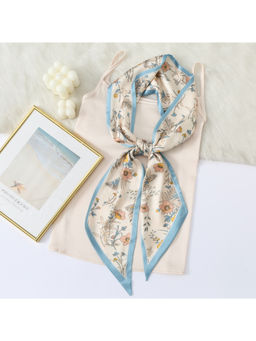 CrossKulture - Women Beige Floral Ribbon Scarf
