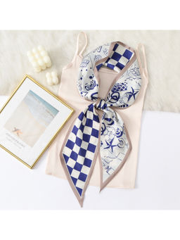 CrossKulture - Women White Printed Ribbon Scarf