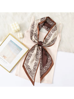 CrossKulture - Women Beige Floral Ribbon Scarf