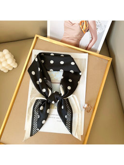 CrossKulture - Women Black Polka Dots Satin Scarf