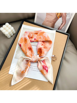 CrossKulture - Women Orange Floral Satin Scarf
