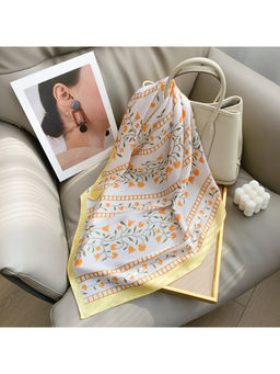 CrossKulture - Women White Floral Satin Scarf