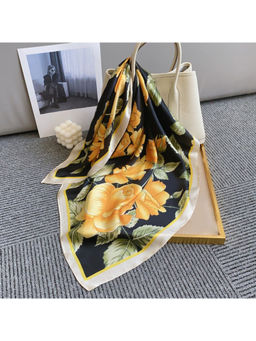 CrossKulture - Women Black Floral Satin Scarf