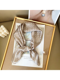 CrossKulture - Women Beige Floral Satin Scarf
