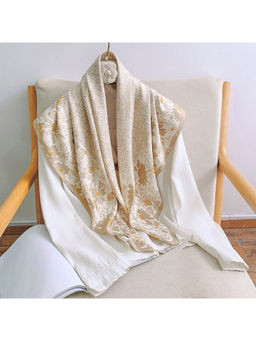 CrossKulture - Women Beige Floral Satin Scarf