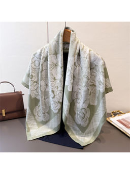 CrossKulture - Women Green Floral Satin Scarf