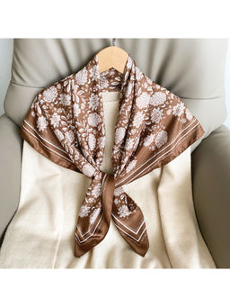 CrossKulture - Women Brown Floral Satin Scarf