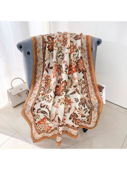 CrossKulture - Women Beige Floral Viscose Scarf