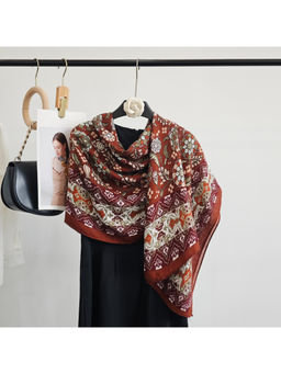 CrossKulture - Women Brown Floral Viscose Scarf